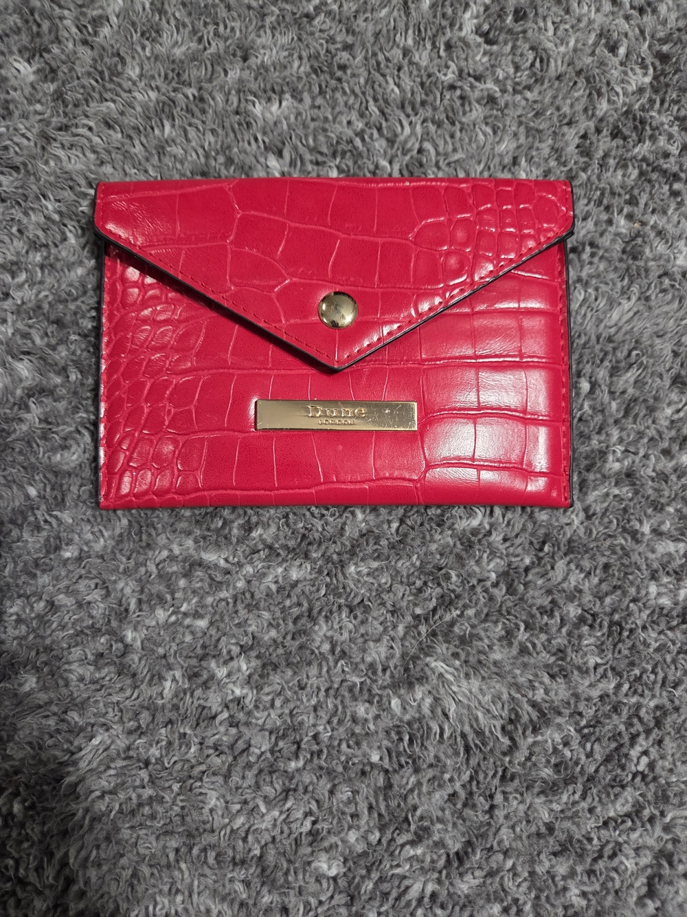 Dune London Red Croc-Embossed Envelope Clutch